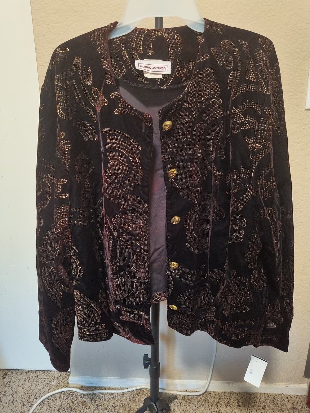 Y2K Metallic Embossed Velvet Blazer Retro Vintage Classy (XL)